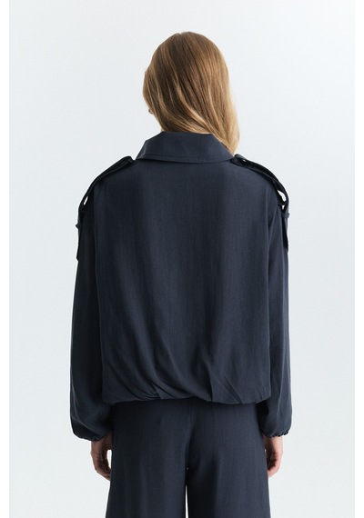 Antioch Lyocell Karışımlı Dik Yaka Ceket Lacivert