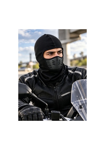 Givoria Siyah Motor Maskesi Ekipman Rüzgar Geçirmez Termal Havalandırmalı Filtreli Motorcu Maskesi Siyah Siyah