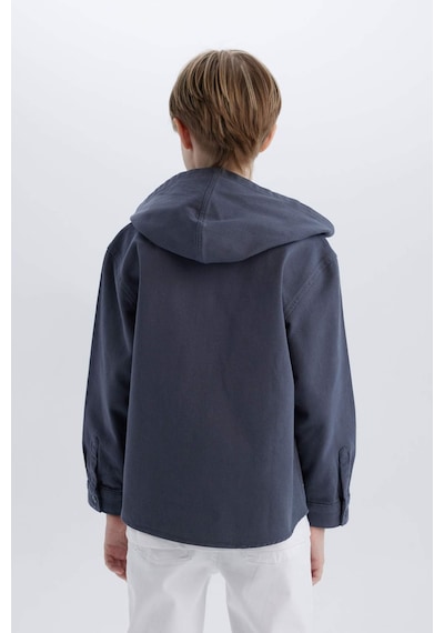 DeFacto Erkek Çocuk Oversize Geniş Kalıp Kapüşonlu Gabardin Uzun Kollu Gömlek D3194A825SPAR153 DeFacto Erkek Çocuk Oversize Geniş Kalıp Kapüşonlu Gabardin Uzun Kollu Gömlek D3194A825SPAR153