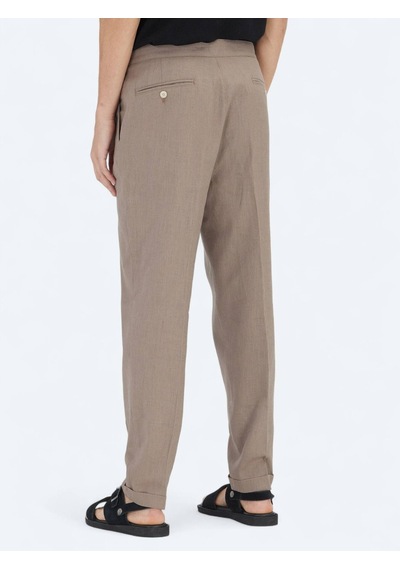 Kip Koyu Vizon Dokuma Carrot Fit Casual Pamuk Karışımlı Pantolon Vizon