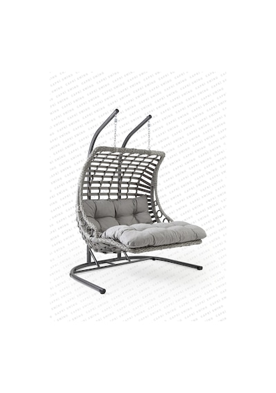 Gardenya Bahçe Capri Swing Bodrum Double Rattan Bahçe Ve Balkon Salıncağı Gri