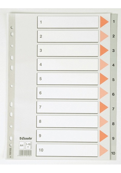Esselte 100105 Seperatör A4 1-10 Rakam Gri