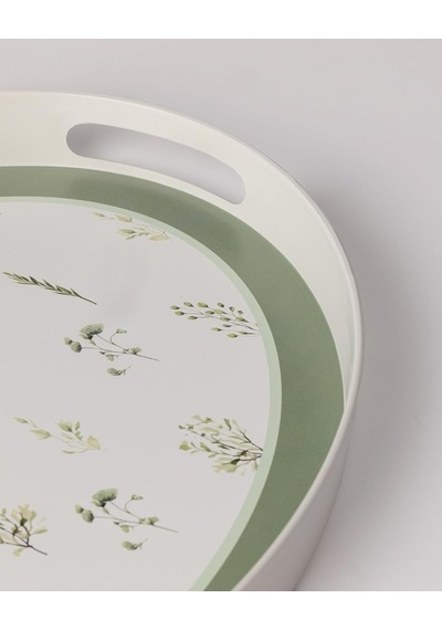 Delmare Oval Tepsi - Beyaz/yeşil