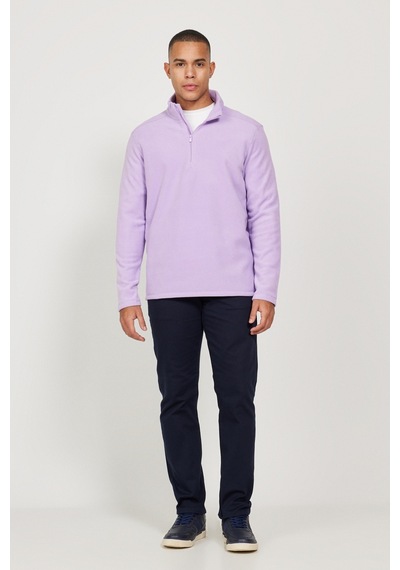AC&Co / Altınyıldız Classics Anti-Pilling Tüylenme Yapmayan Bato Yaka Erkek Polar Sweatshirt Lila