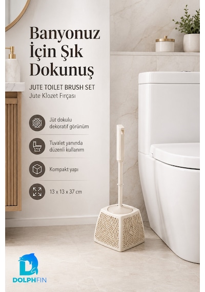 Jute Klozet Fırçası Wc Tuvalet Banyo Temizlik Fırçası Hazneli Dekoratif Çok renkli