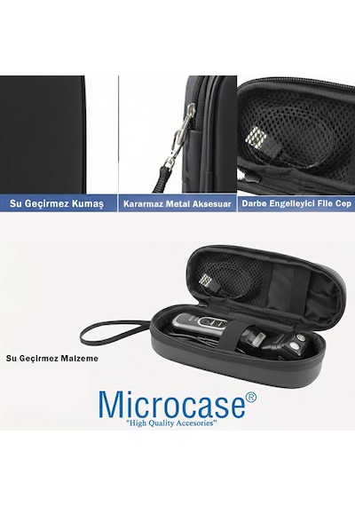 Microcase Traş Makinası / Saç Kesme Makinaları İçin Askılıklı Seyahat Saklama Çantası Koruma Kabı Kutusu Al5434 Siyah