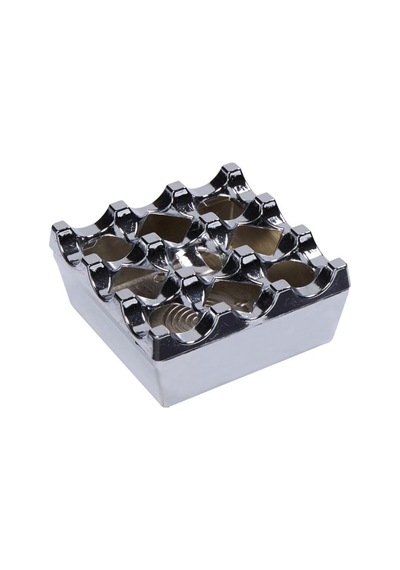 Tanemce Izgaralı Döküm Küllük Kapaklı Kül Tablası Delikli Metal Kare Küllük, Metalik Genel