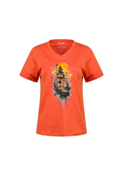 2as Alone Baskılı V Yaka Kadın T-shirt 413 TURUNCU
