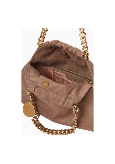 Stella Mccartney Mini Falabella Bej Renkli, Shaggy Deer Vegan Deri, Çekme Ipli Omuz Çantası