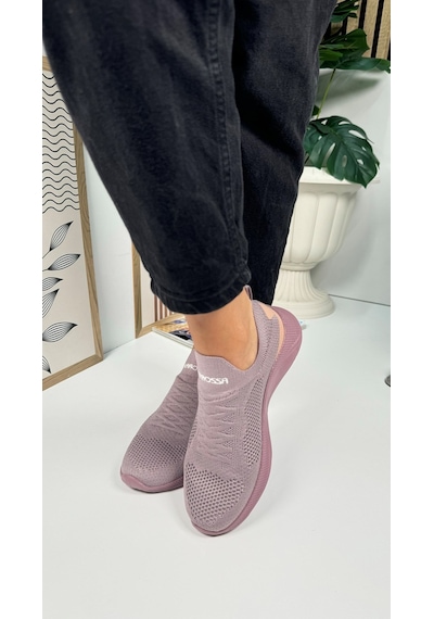 Günlük Unisex Sneaker Slip-on Nefes Alabilen Hafif Yürüyüş Bağcıksız Esnek Spor Ayakkabı 041f Lila