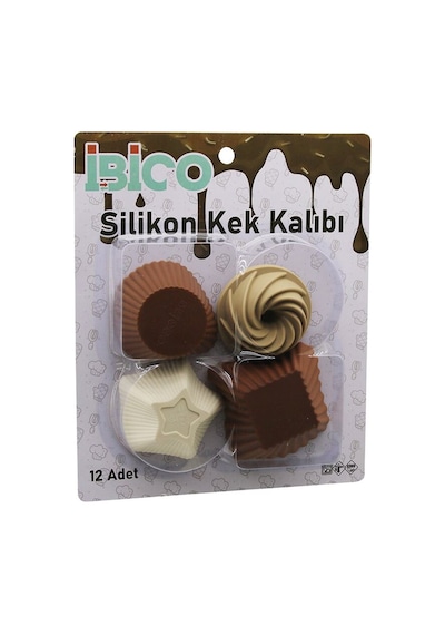 Muffin Kek Kalıbı Seti - 12'li Paket - Karışık Şekilli Set Çok Renkli