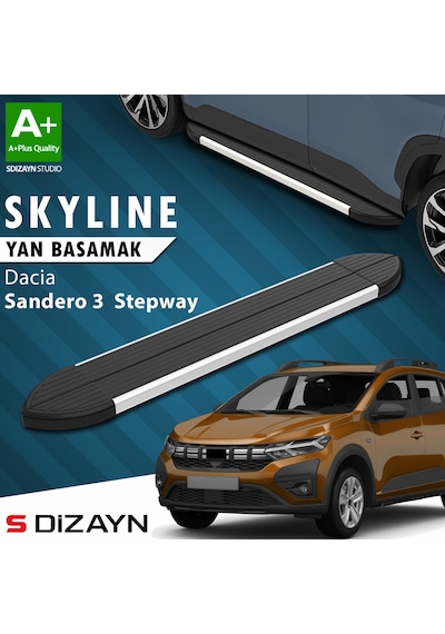 S-dizayn Dacia Sandero 3 Stepway Skyline Aluminyum Yan Basamak 183 Cm 2020 Üzeri A+ Kalite