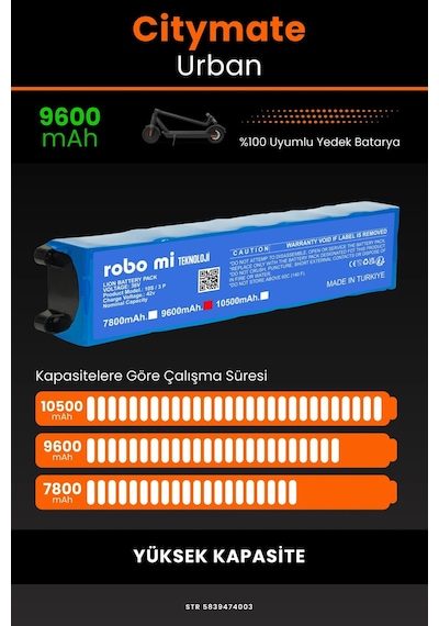 Citymate Urban / 36v 9600mAh Elektrikli Scooter Bataryası