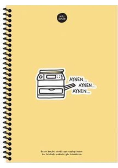 Hisli Şeyler Spiralli Aynen Aynen Aynen Sert Kapak 100 Yaprak 14 24 Çizgili Defter