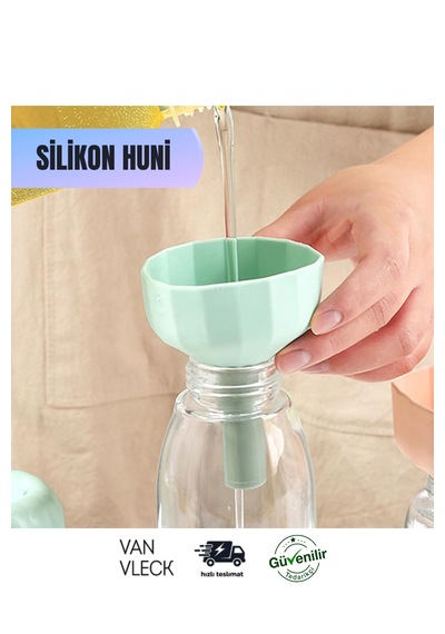 Mini Silikon Gıda Hunisi Süzgeçli Küçük Mutfak Hunisi, Sıvı & Kuru Gıda Aktarıcı Çok Renkli