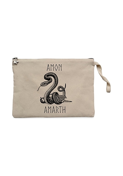 Amon Amarth Snake Krem Clutch Astarlı Cüzdan / El Çantası Krem