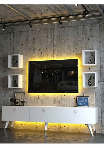 Karnaval Ledli Tv Ünitesi - Beyaz - Pl8017-1