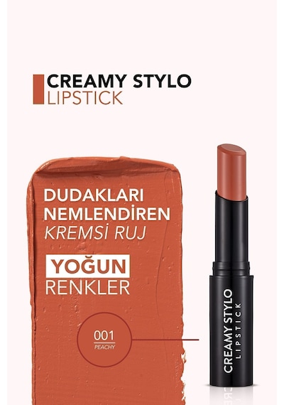 Flormar Yarı Parlak Stick Ruj- Creamy Stylo Lipstick -001 Peachy-8682536013611