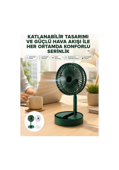 Katlanabilir Usb Şarjlı Masaüstü Soğutucu Mini Fan Telefon Tutucu Renkli