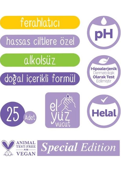 Sleepy Herbal 25'li Kişisel Bakım Havlusu 2 Paket ve Rosıe Koku Tekli