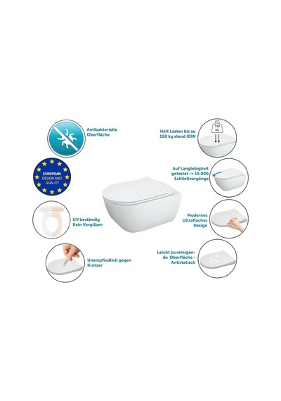 Aqua Bagno / Düz Klozet Kapağı Ve Klozet Kapağı, Otomatik Kapanma, Çıkarılabilir Klozet Kapağı D Şeklinde, Ev Diğer