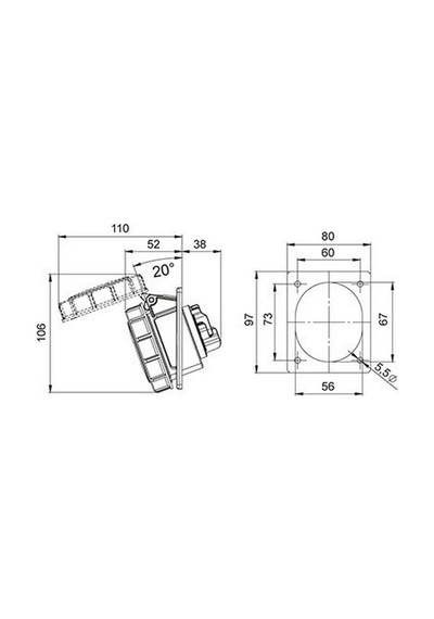 Mete Enerji 4x16a. Ip67 Makine Prizi -eğik- Vidalı Bağ. 406507v