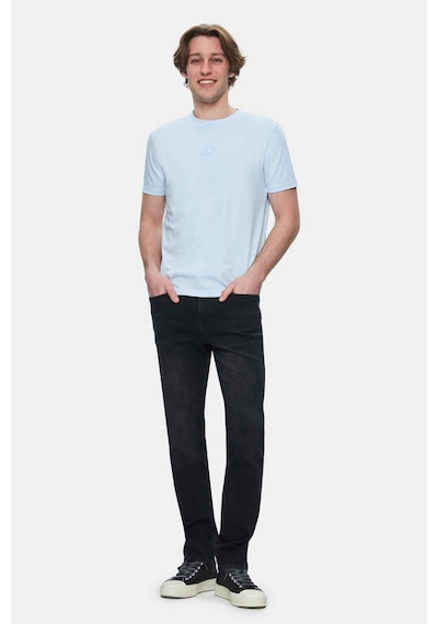 Ucla Fabıo Gök Mavi Bisiklet Yaka Baskılı Standard Fit Erkek Tshirt Gök Mavi