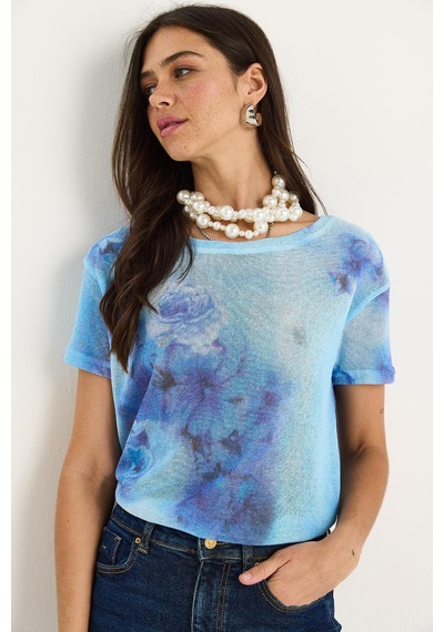 Shade Kadın Bisiklet Yaka Desenli Dijital Baskılı Regular Yazlık Örme T-shirt 60282015 - Gök Mavisi Açık Mavi Shade Kadın Bisiklet Yaka Desenli Dijital Baskılı Regular Yazlık Örme T-shirt 60282015 - Gök Mavisi Açık Mavi