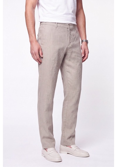 Comfort Fit Beli Lastikli %100 Keten Taş Pantolon P 1215