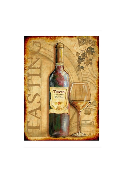 Bedeko Beyaz Şarap Ve Kadeh Hediyelik Ahşap Tablo 25 Cm X 35 Cm