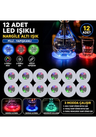 Rgb Led Altı Işık 12 Li Set Çok Renkli