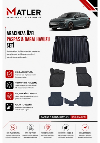 Cupra Leon 2023 Model 4d Ekstra Havuzlu Paspas Ve Bagaj Havuzu Set