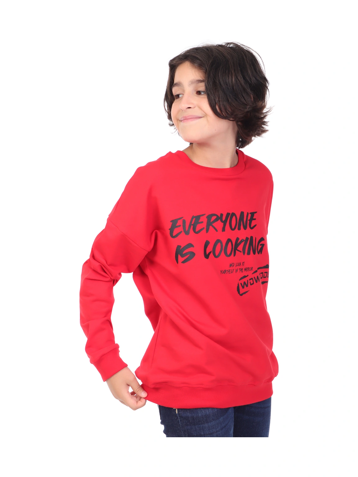Toontoy Kids Toontoy Erkek Çocuk Baskılı Sweatshirt Kırmızı