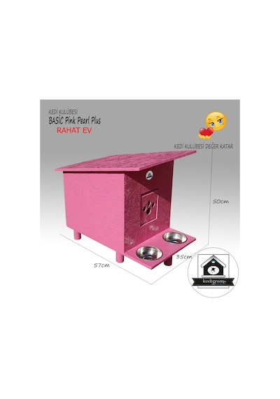 Kedigram Kedi Kulübesi Basic Pink Pearl Plus Kedi Evi Yağlı Boyalı