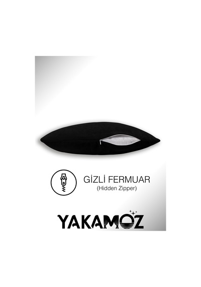 Br Yakamoz Siyah Kırlent , Yastık Kılıfı Kadife Görünümlü Velvet Touch Serisi Siyah