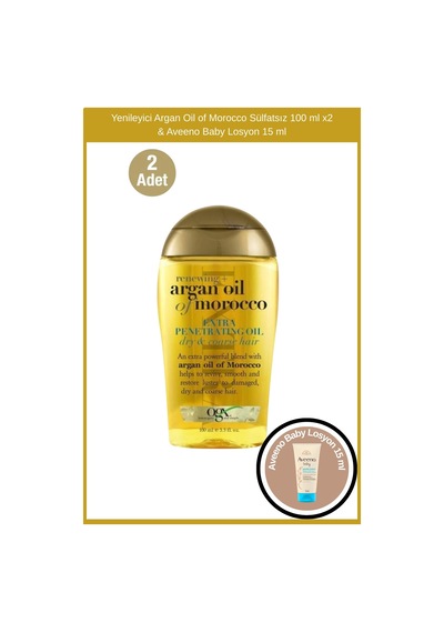 Ogx Argan Oil Of Morocco Sülfatsız Yenileyici Argan Yağı 2 x 100 ML + Aveeno Baby Losyon 15 ML