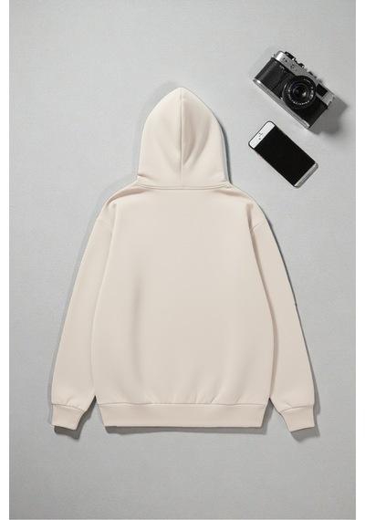 Uyguntarz Boğa Tasarım Baskılı Unisex Oversize Sweatshirt Bej