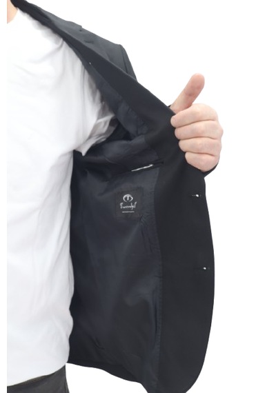 Twenhil Dmctekstil Erkek Ckt-200 Düz Klasik Kesim Normal Kalıp Çift Düğme Blazer Ceket Siyah