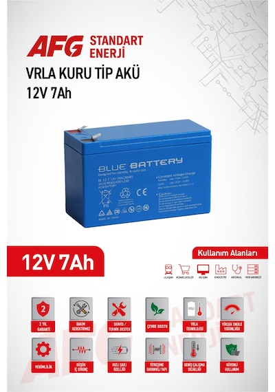 4 Adet 12 Volt 7 Amper Kuru Tip Akü 12 V 7 Ah Bl Mavi