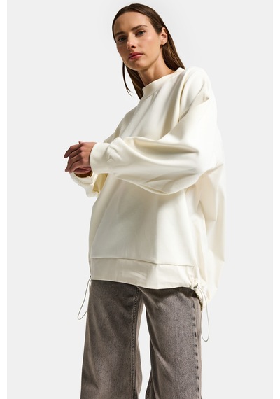 Itsbasic Kadın Ekru W5 Oversize Pamuk Tasarım Sweatshirt