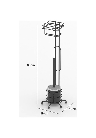 Tekno Tel Mg-096 Ayaklı Yedekli Wc Kağıtlık + Klozet Fırçalık Siyah