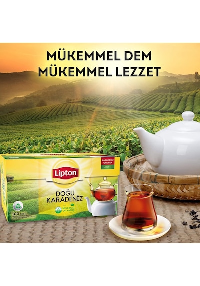 Lipton Doğu Karadeniz Demlik Süzen Poşet Bergamot Aromalı Siyah Çay 100'lü Paket