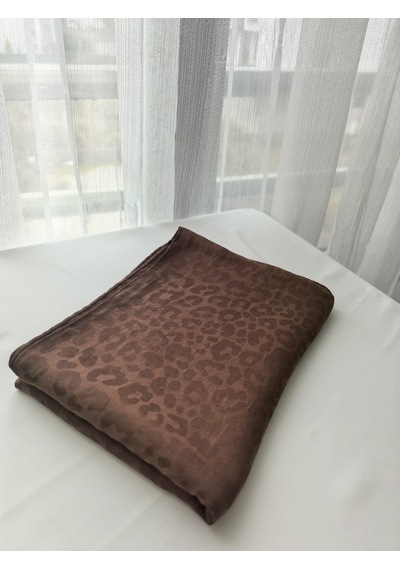 Laurel Scarf Leopar Desen Pamuk Ayrobin Jakar Şal Kahverengi