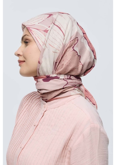 Moda Kaşmir Şakayık Desen Bambu Eşarp Somon