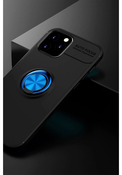 Mey İthalat Apple Uyumlu iPhone 12 Kılıf Range Yüzüklü Silikon - Siyah-mavi