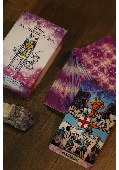 Mor Beyaz Spiritüel Enerji Tarot Destesi 78 Kart - Arındırma Kesesi Hediyeli