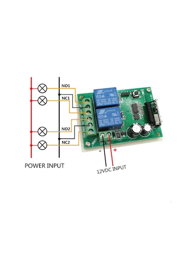 433Mhz RF 2 Kanal Röle Modül DC 12V  Kablosuz Motor Pompa Fan