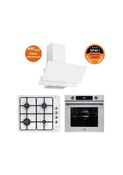 Eminçelik Ve AFM Tech 31 221 + FM7701+FM3301 Beyaz Ankastre Set