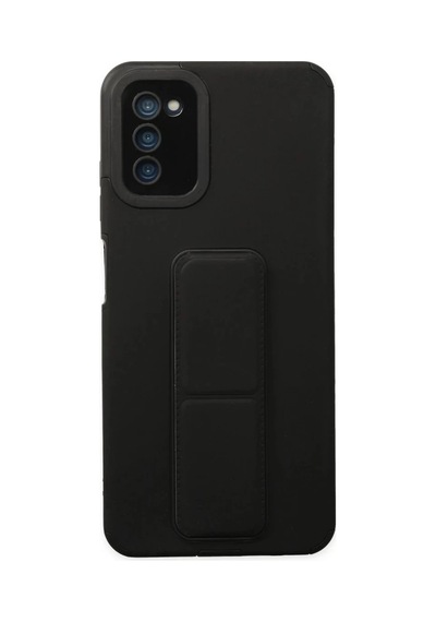 Samsung Uyumlu Galaxy A03s Uyumlu Kılıf Mega Standlı Silikon - Siyah