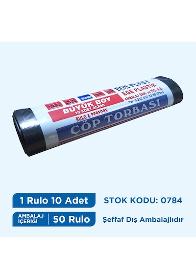 Egeplast Çöp Torbası Büyük Boy Siyah 65X80 Koli 50 Rulo